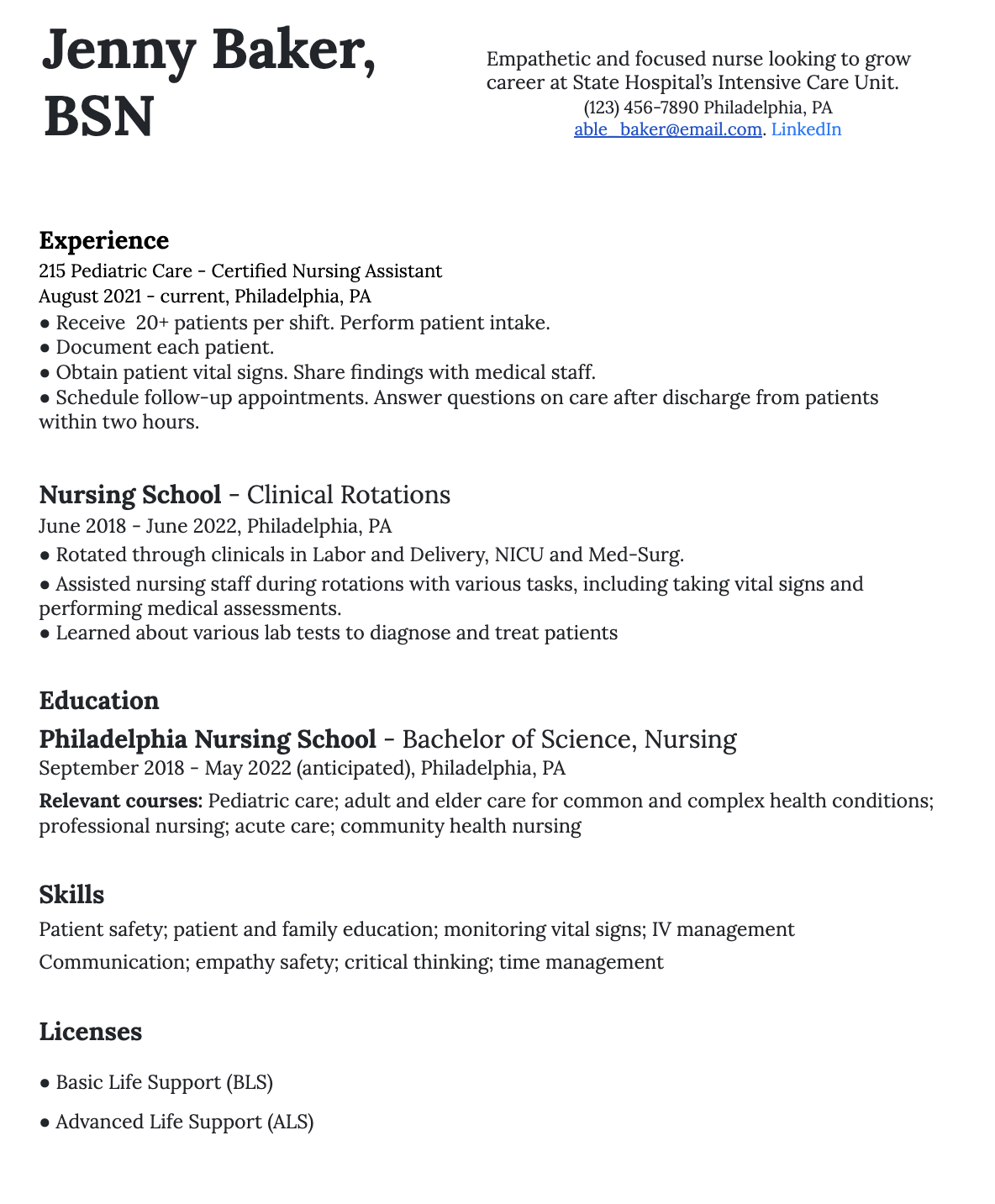 rn bsn resume examples