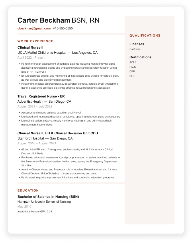 resume rn new grad examples