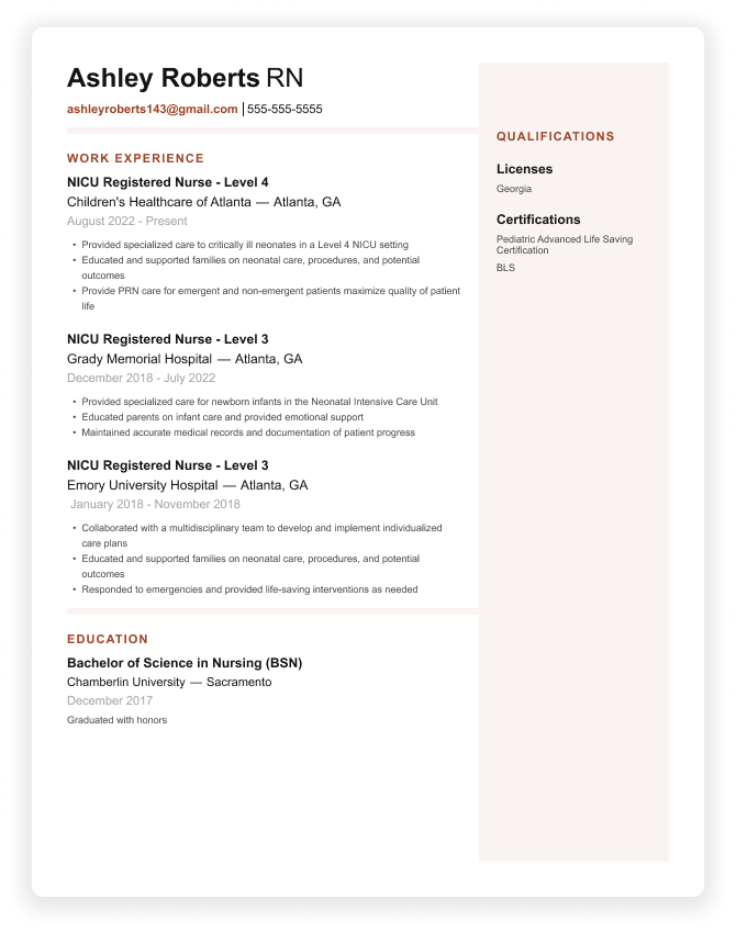 resume rn new grad examples