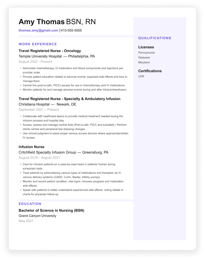 resume rn new grad examples