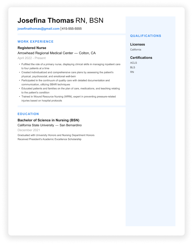 Nursing Resume & CV Examples | Incredible Health
